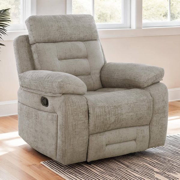 Waldorf Manual Recliner Fabric 1 Seater Sofa In Latte | Bed Sava