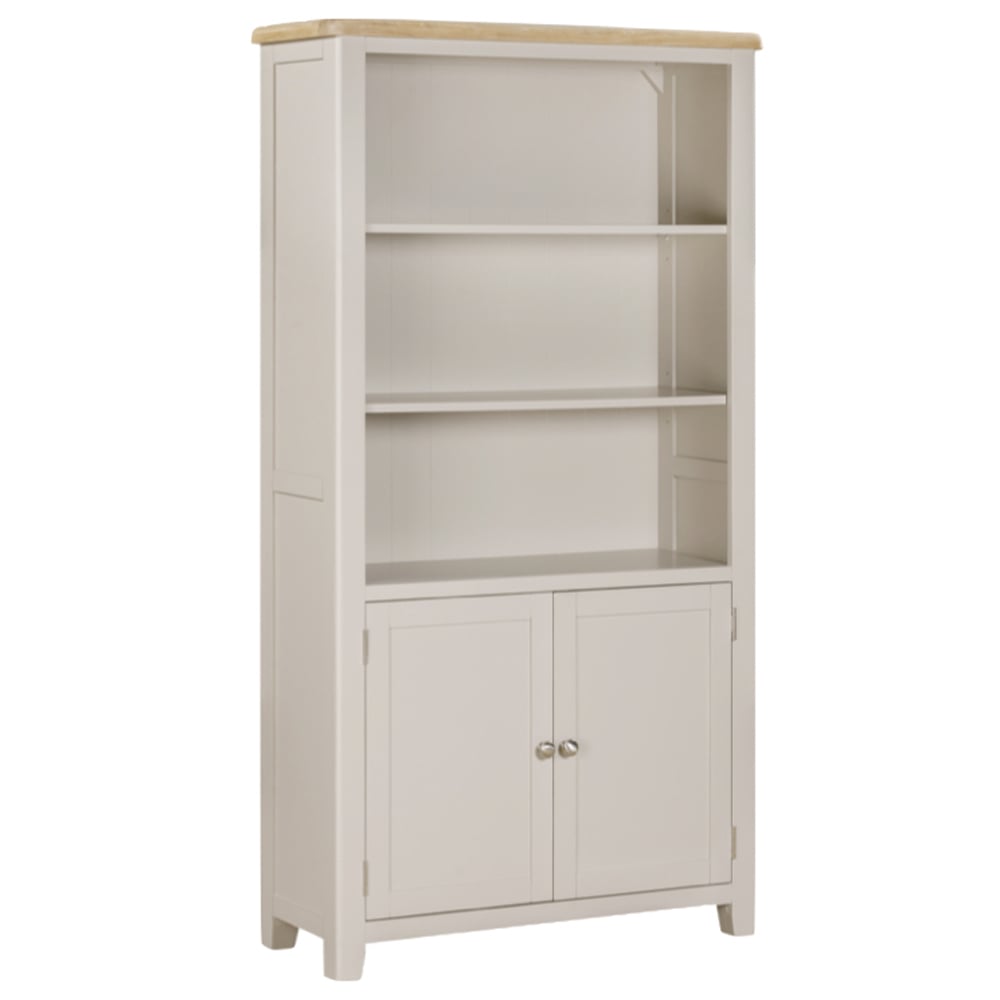 Waldorf Wooden Bookcase With 2 Doors In Oak And White