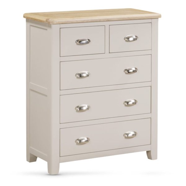 Waldorf Wooden Chest Of 5 Drawers In Oak And White | Bed Sava