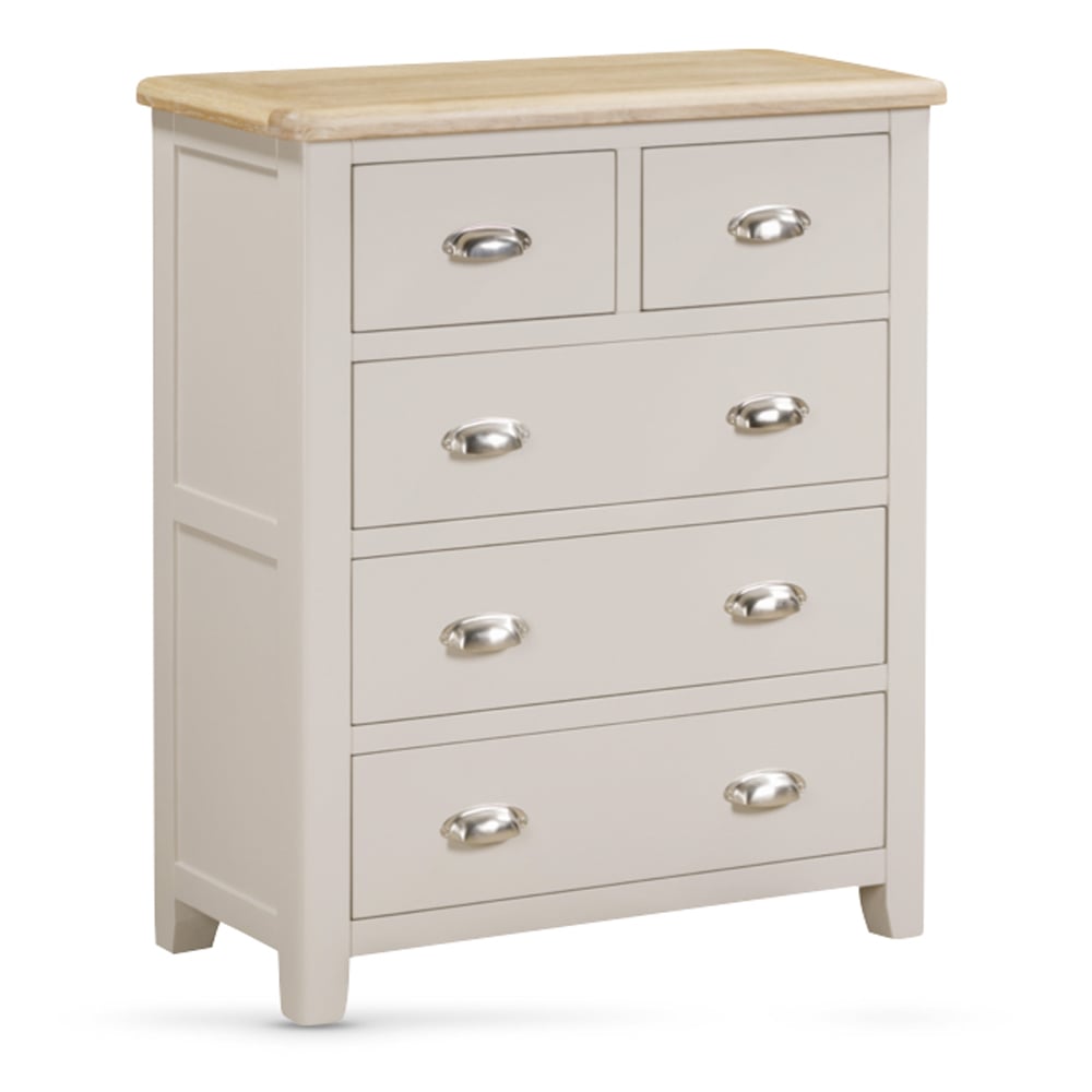 Waldorf Wooden Chest Of 5 Drawers In Oak And White