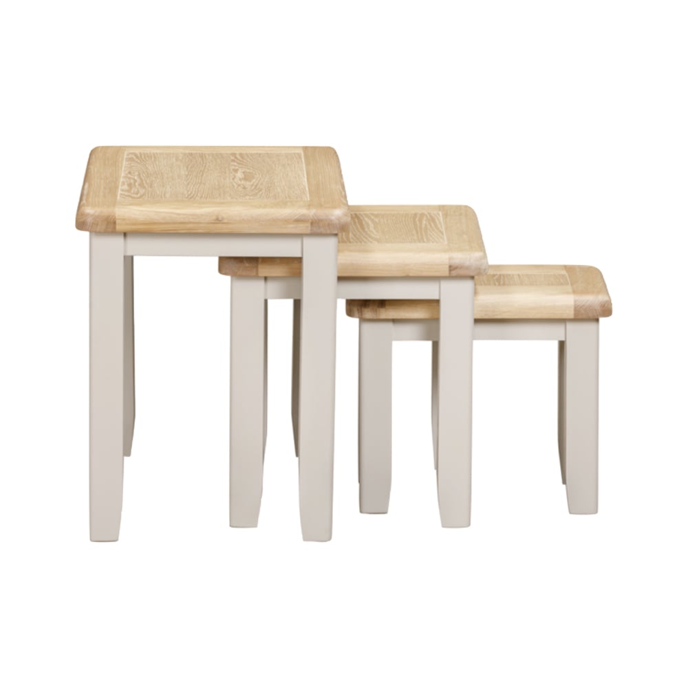 Waldorf Wooden Nest of 3 Tables In Oak And White