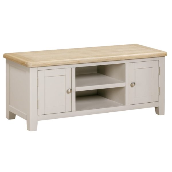 Waldorf Wooden TV Stand With 2 Doors In Oak And White | Bed Sava