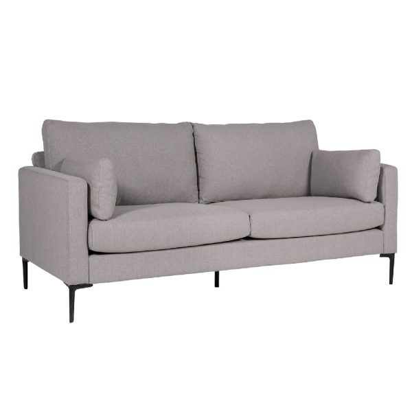 Waleska Fabric 3 Seater Sofa With Black Legs In Greige | Bed Sava