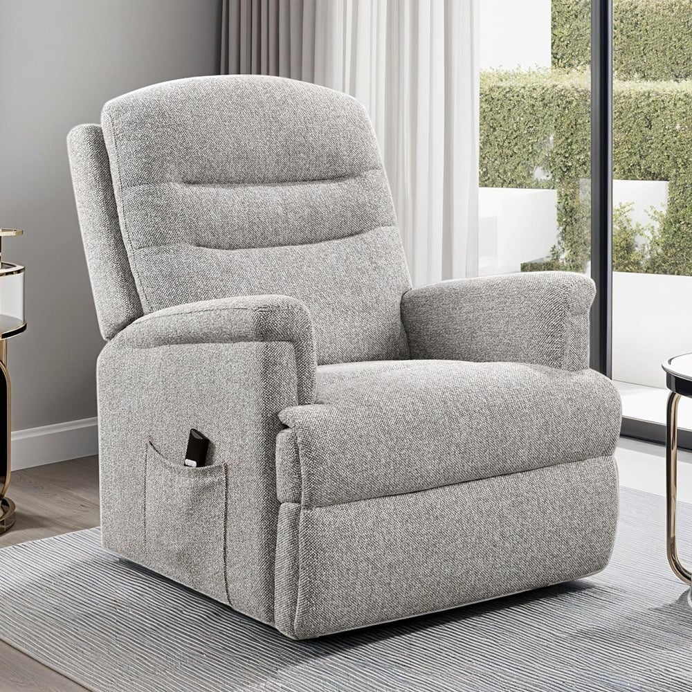 Walhalla Fabric Electric Recliner Chair In Champagne