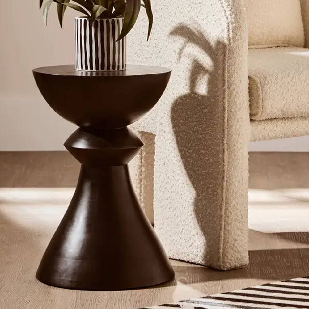 Walhalla Wooden Geometric Side Table In Black