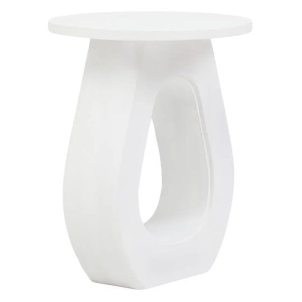 Walhalla Wooden Round End Table In White | Bed Sava