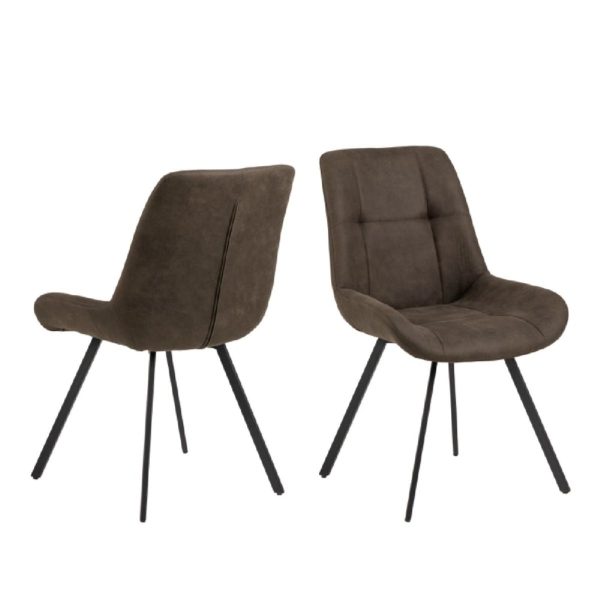 Walker Anthracite Fabric Dining Chairs With Black Legs In Pair | Bed Sava