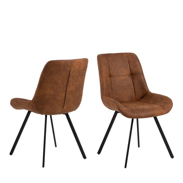Walker Brown Fabric Dining Chairs With Black Legs In Pair | Bed Sava