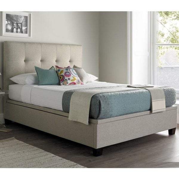 Walker Fabric Ottoman Storage King Size Bed In Oatmeal | Bed Sava