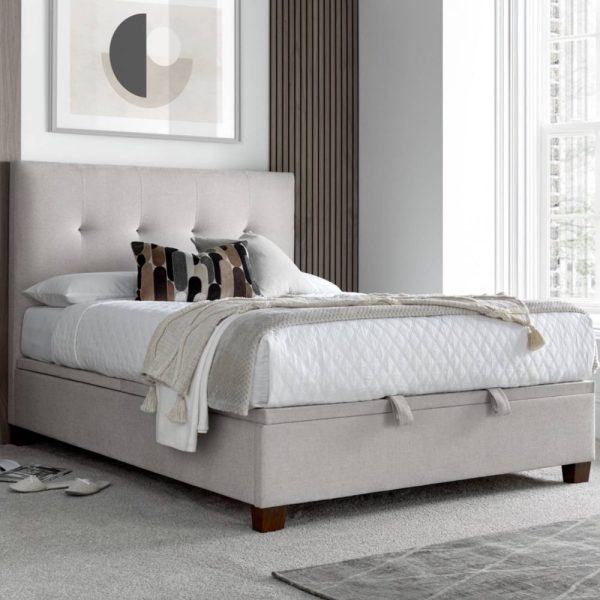 Walker Velvet Ottoman Storage King Size Bed In Clay | Bed Sava