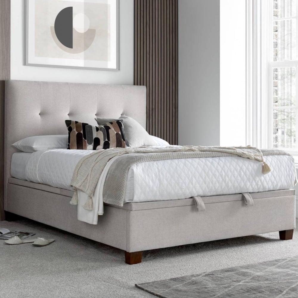 Walker Velvet Ottoman Storage King Size Bed In Clay