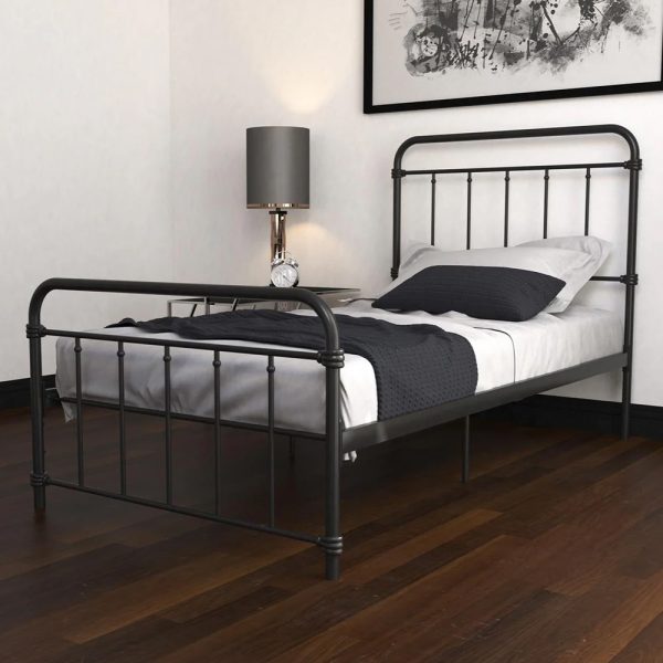 Wallach Metal Single Bed In Black | Bed Sava