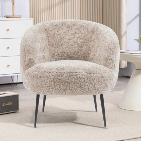 Waller Fabric Bedroom Chair With Black Legs In Fawn | Bed Sava