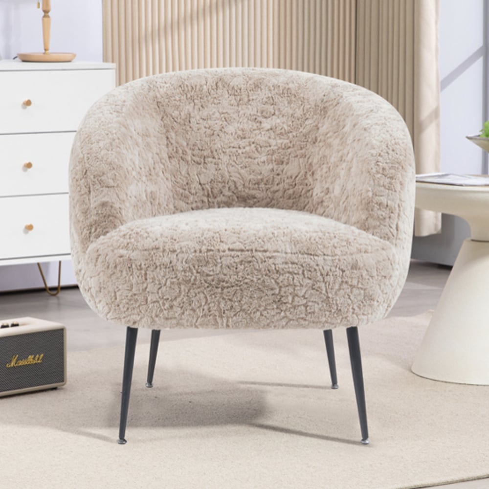 Waller Fabric Bedroom Chair With Black Legs In Fawn