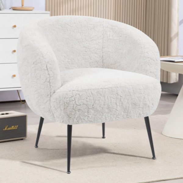 Waller Fabric Bedroom Chair With Black Legs In Lamb White | Bed Sava