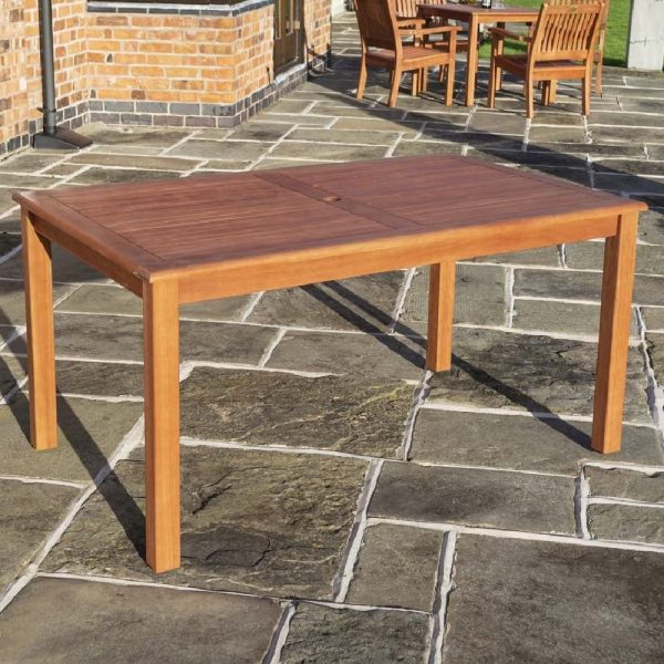 Walsall Wooden Garden Rectangular Dining Table In Honey Brown | Bed Sava