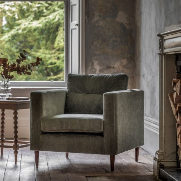 Wantagh Fabric Armchair With Oak Legs In Forest | Bed Sava