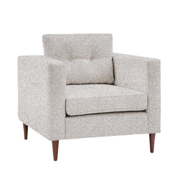 Wantagh Fabric Armchair With Oak Legs In Light Grey | Bed Sava