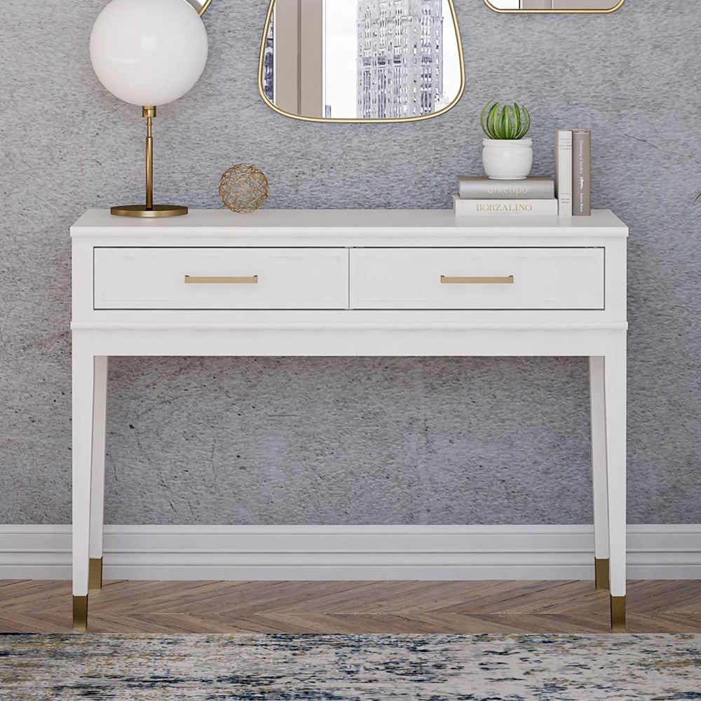 Wantagh Wooden Console Table With 2 Drawers In White