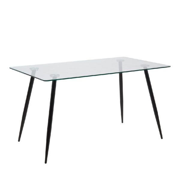 Warren Clear Glass Dining Table Rectangular With Black Legs | Bed Sava