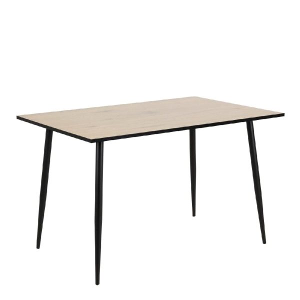 Warren Wooden Dining Table With Black Legs In White Oak | Bed Sava