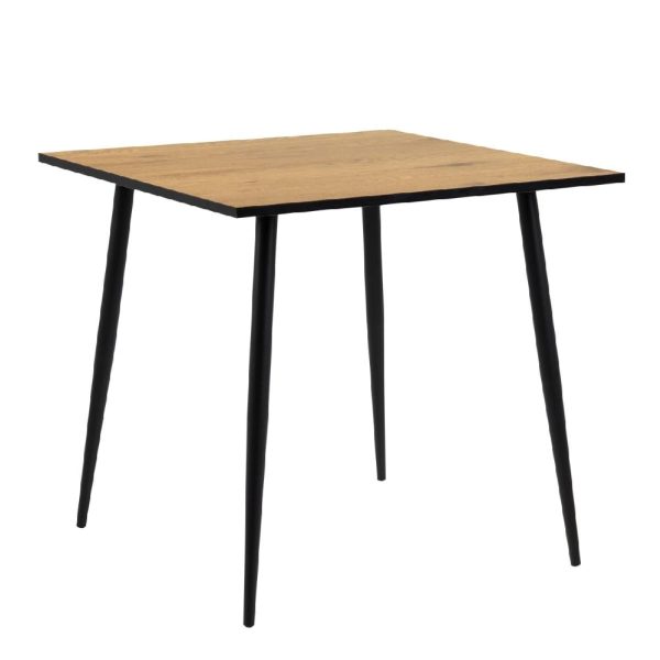 Warren Wooden Dining Table Square With Black Legs In Oak | Bed Sava