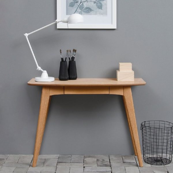 Warsaw Wooden Laptop Desk With 1 Drawer In Oak | Bed Sava