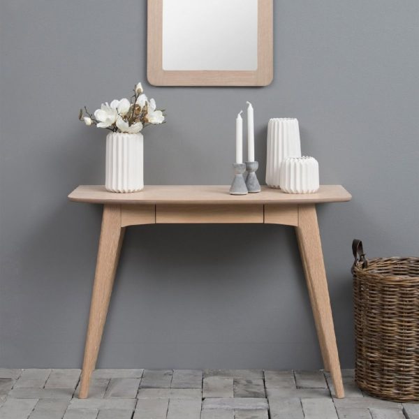 Warsaw Wooden Laptop Desk With 1 Drawer In White Oak | Bed Sava