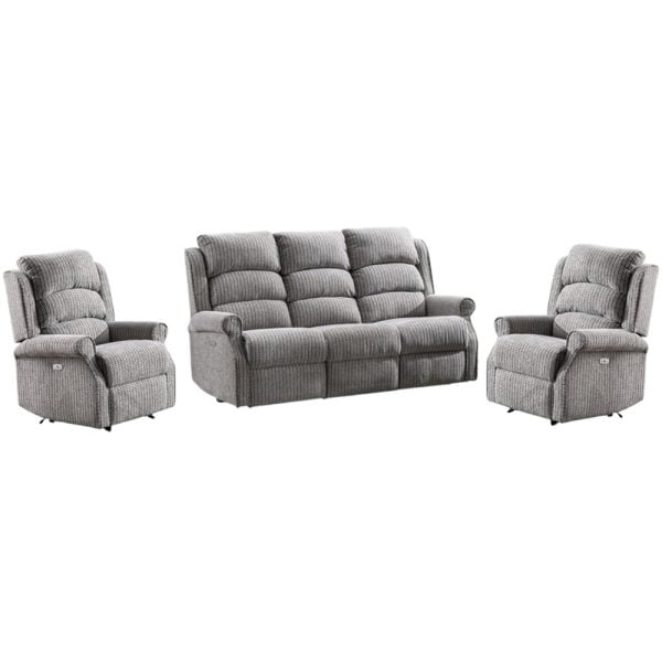 Warth Fabric Electric Recliner 3+1+1 Seater Sofa Set In Latte | Bed Sava
