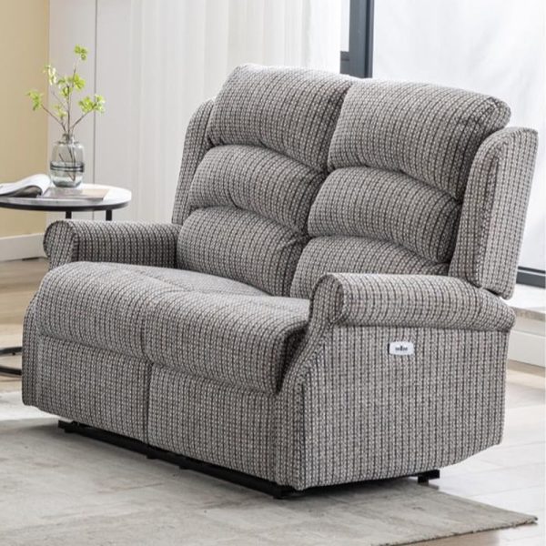 Warth Fabric Electric Recliner 2 Seater Sofa In Latte | Bed Sava