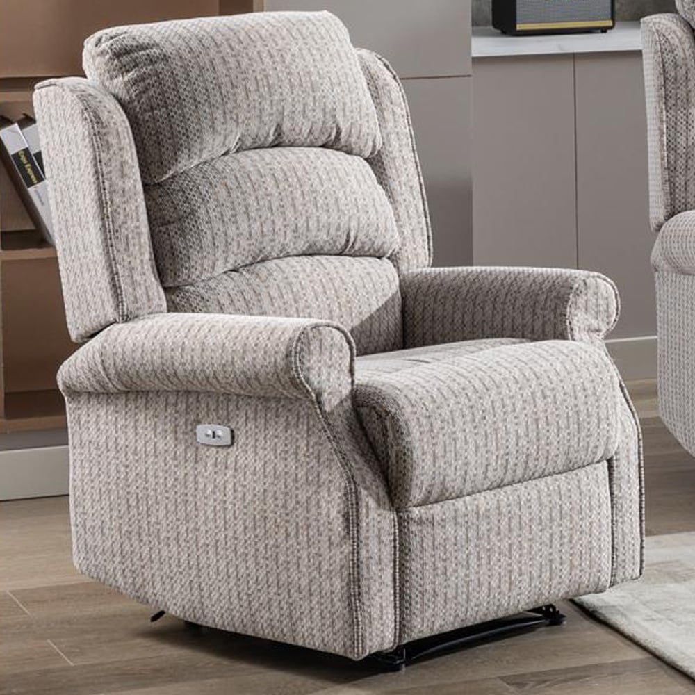 Warth Fabric Electric Recliner 1 Seater Sofa In Natural