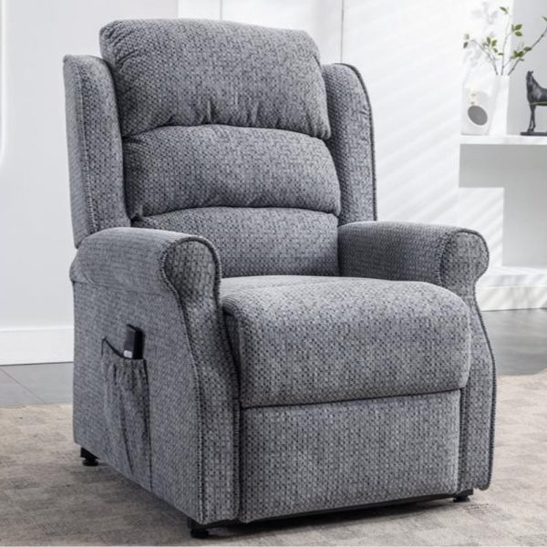 Warth Fabric Electric Single Motor Recliner Chair In Steel Blue | Bed Sava