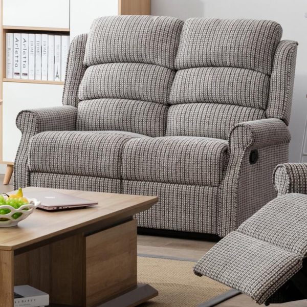 Warth Fabric Recliner 2 Seater Sofa In Latte | Bed Sava