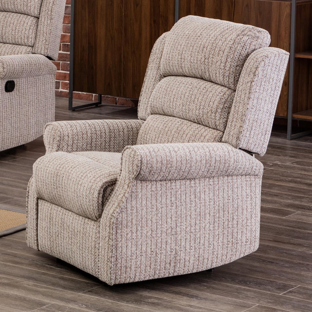 Warth Fabric Recliner 1 Seater Sofa In Natural