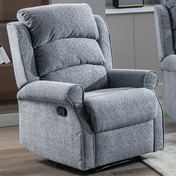 Warth Fabric Recliner 1 Seater Sofa In Steel Blue | Bed Sava
