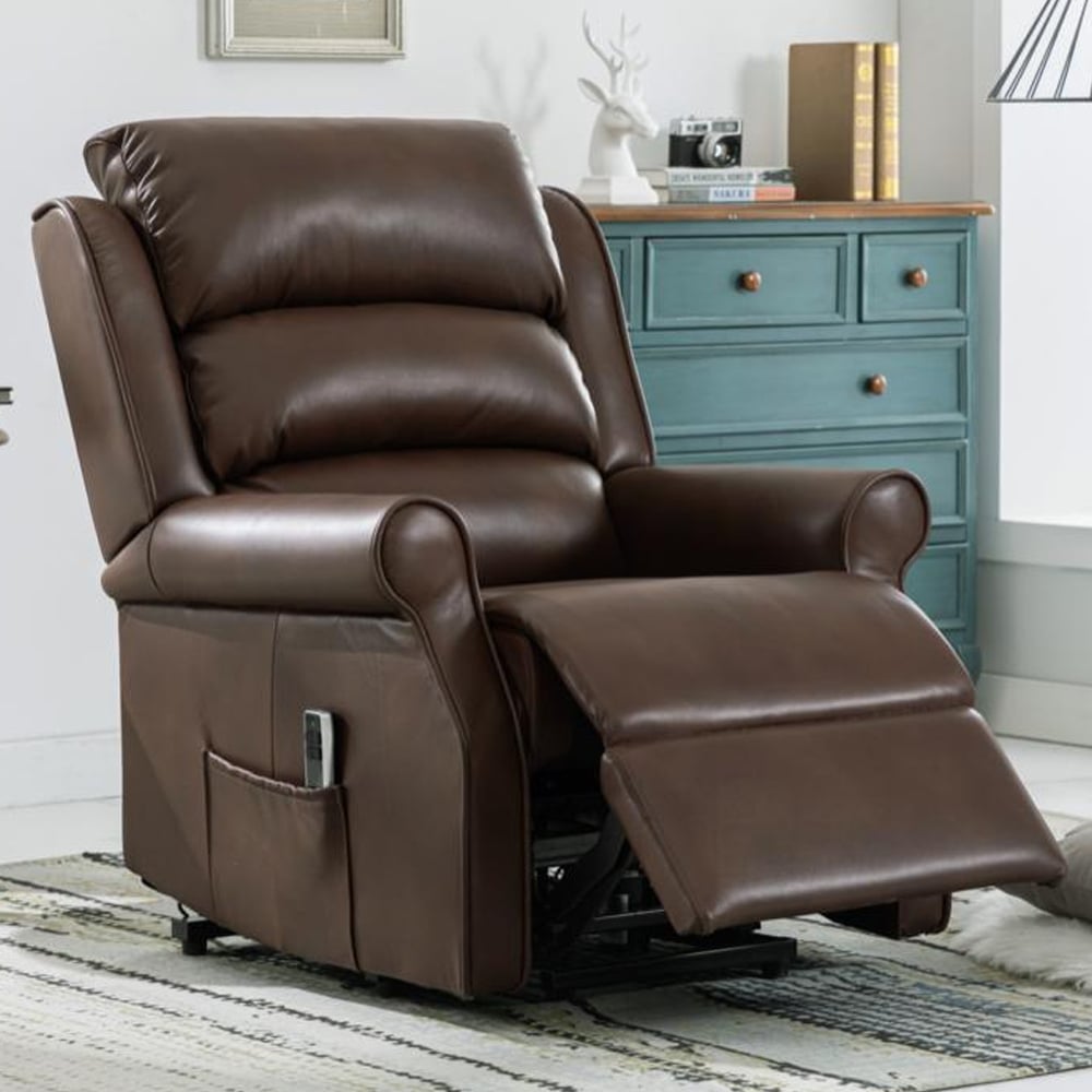 Warth Leather Electric Dual Motor Recliner Chair In Brown