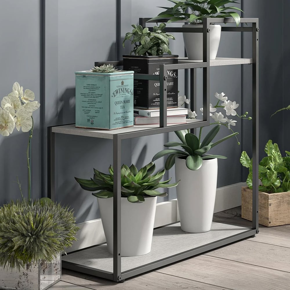 Warton Wooden Plant Stand With Metal Frame In Natural