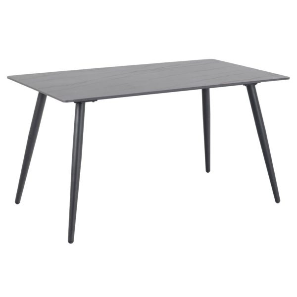 Waukee Ceramic Dining Table With Matt Black Legs In Black Grantham | Bed Sava
