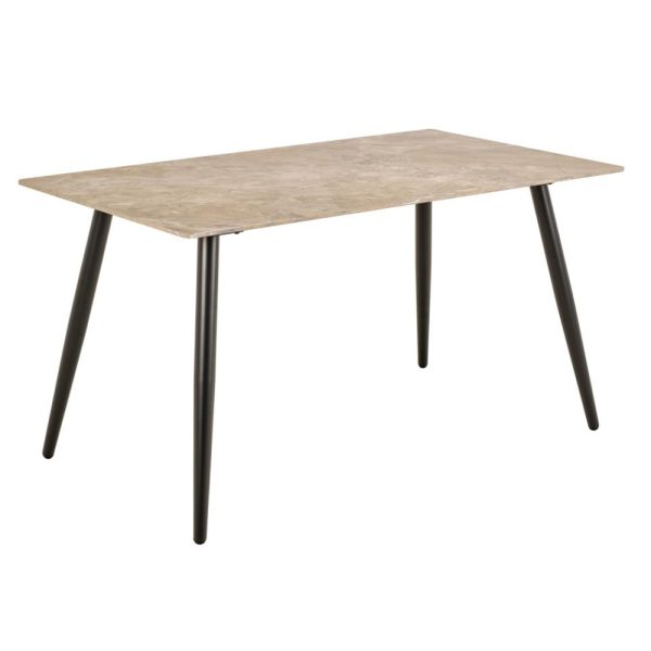 Waukee Ceramic Dining Table With Matt Black Legs In Brown Aberta | Bed Sava