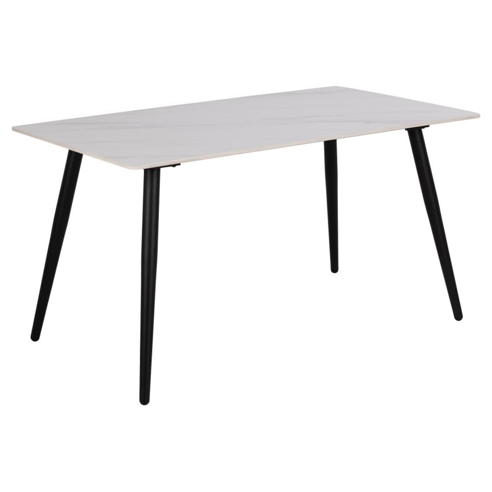 Waukee Ceramic Dining Table With Matt Black Legs In White Unico