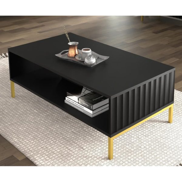Wayne Wooden Coffee Table In Black | Bed Sava