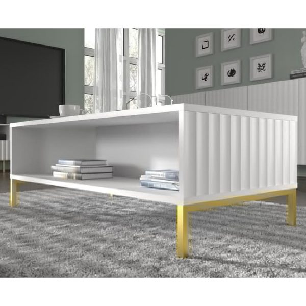 Wayne Wooden Coffee Table In White | Bed Sava