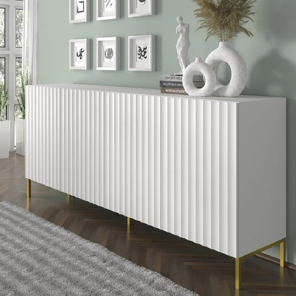 Wayne Wooden Storage Cabinet With 4 Doors In White