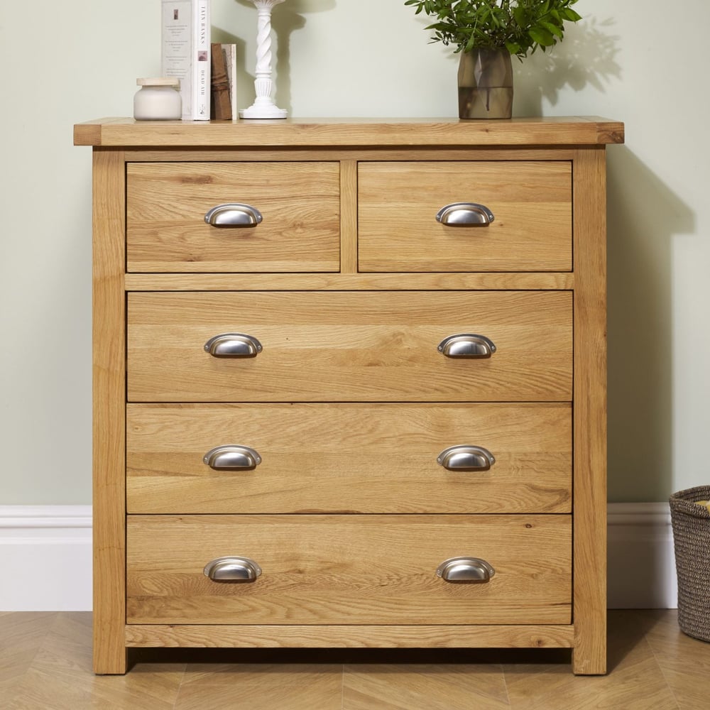 Webworms Wooden Chest Of 5 Drawers In Oak