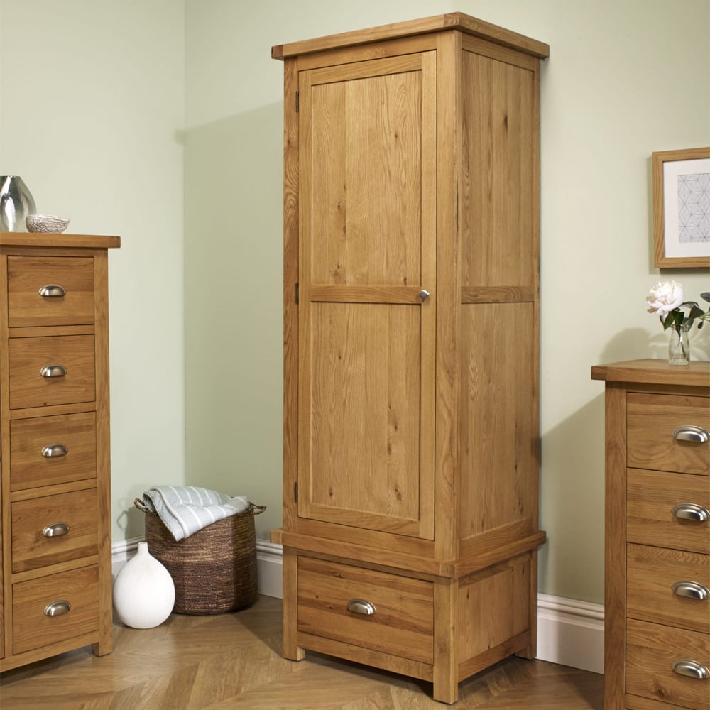 Webworms Wooden Wardrobe With 1 Door 1 Drawer In Oak