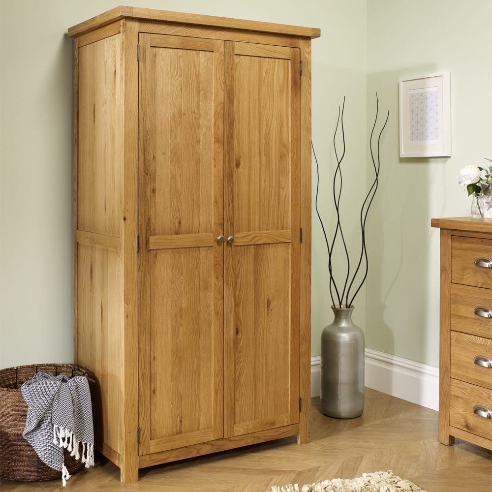 Webworms Wooden Wardrobe With 2 Doors In Oak