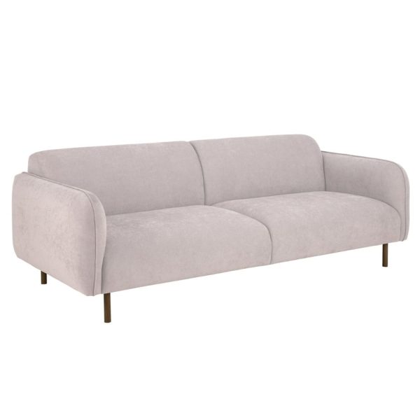 Welch Fabric 2 Seater Sofa With Oak Legs In Beige | Bed Sava
