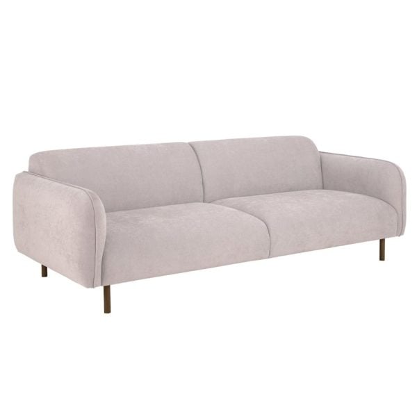 Welch Fabric 3 Seater Sofa With Oak Legs In Beige | Bed Sava