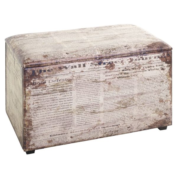 Welch Leather Storage Ottoman In Motif | Bed Sava