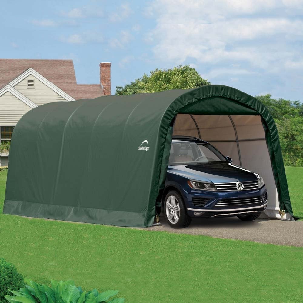 Wyck Woven Polyethylene Garden Round Auto Shelter In Green